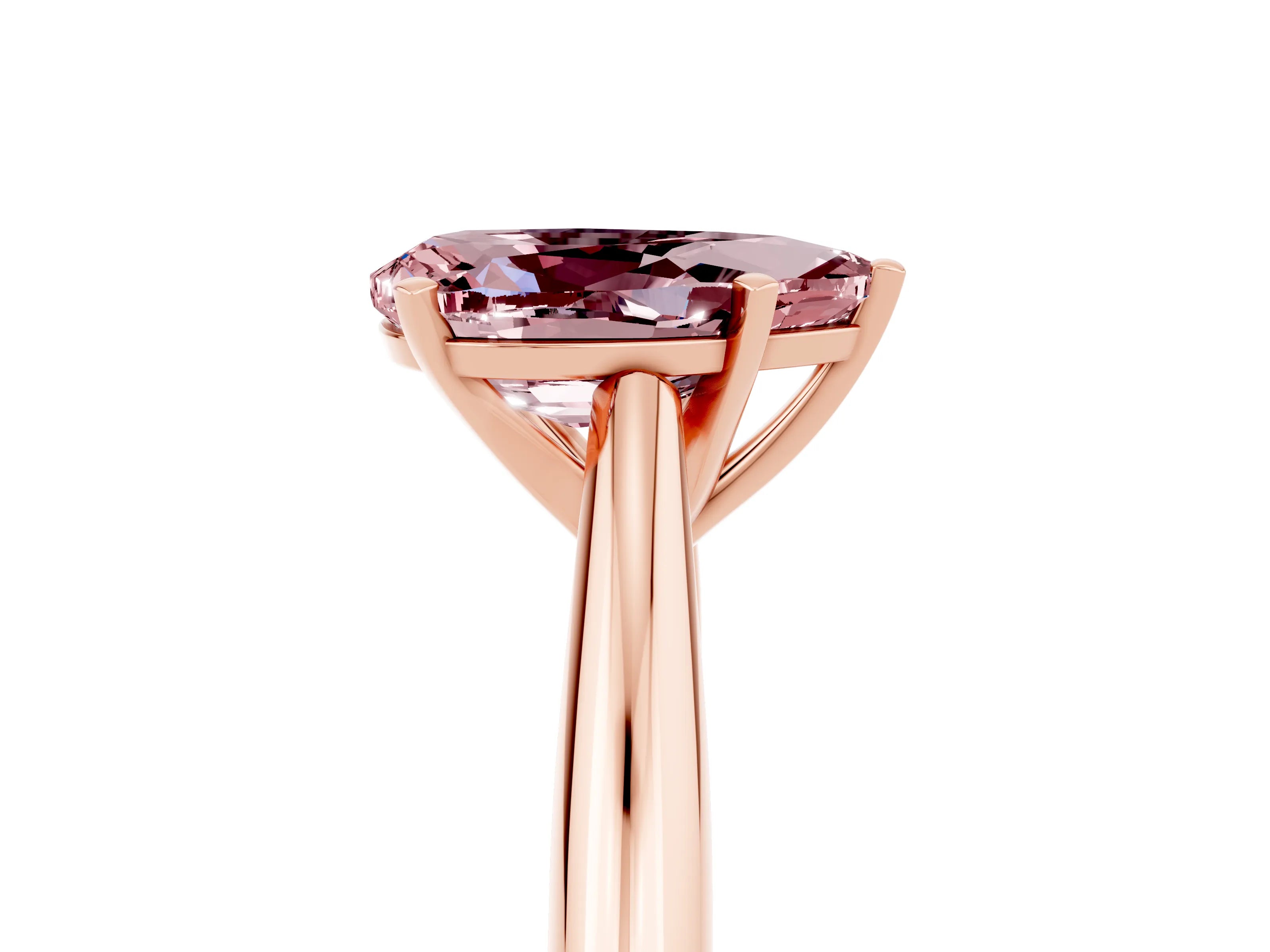 Rose gold Pear Cut Morganite Solitaire Engagement Ring with Cathedral Setting and Four-Prong Mount_17