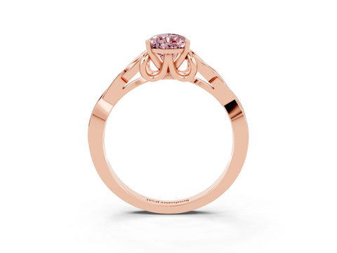 Rose gold Pear Cut Morganite Solitaire Engagement Ring with Celtic Knot Band and Four-Prong Setting_3