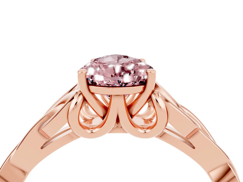 Rose gold Pear Cut Morganite Solitaire Engagement Ring with Celtic Knot Band and Four-Prong Setting_4