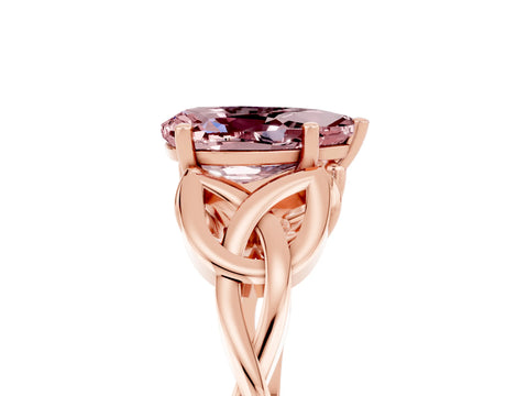 Rose gold Pear Cut Morganite Solitaire Engagement Ring with Celtic Knot Band and Four-Prong Setting_5