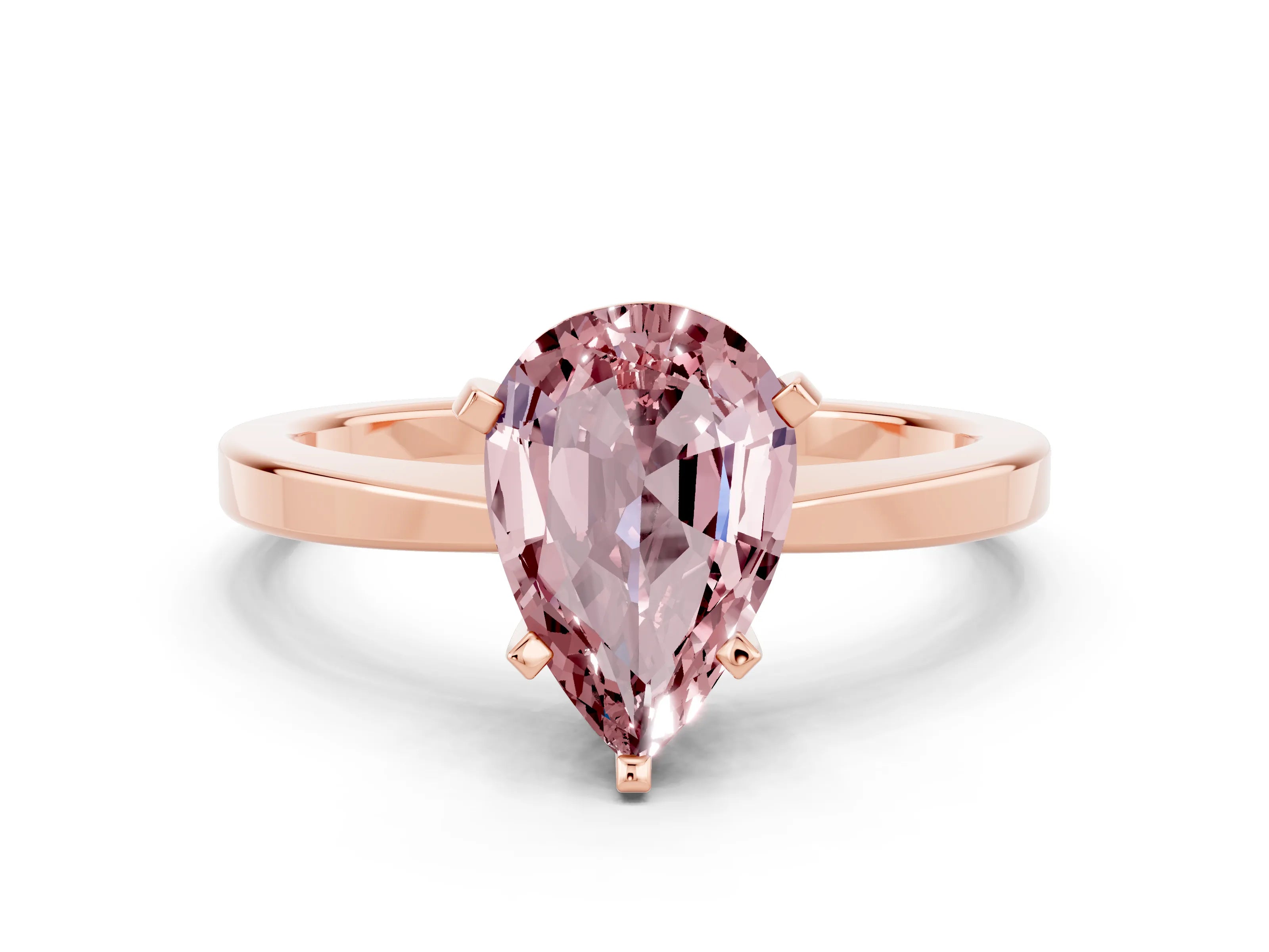 Rose gold Pear Cut Morganite Solitaire Engagement Ring with Classic Band and Four-Prong Setting_24