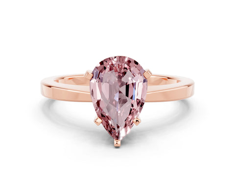 Rose gold Pear Cut Morganite Solitaire Engagement Ring with Classic Band and Four-Prong Setting_24