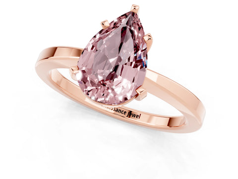 Rose gold Pear Cut Morganite Solitaire Engagement Ring with Classic Band and Four-Prong Setting_25
