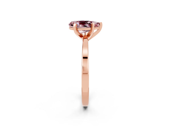Rose gold Pear Cut Morganite Solitaire Engagement Ring with Classic Band and Four-Prong Setting