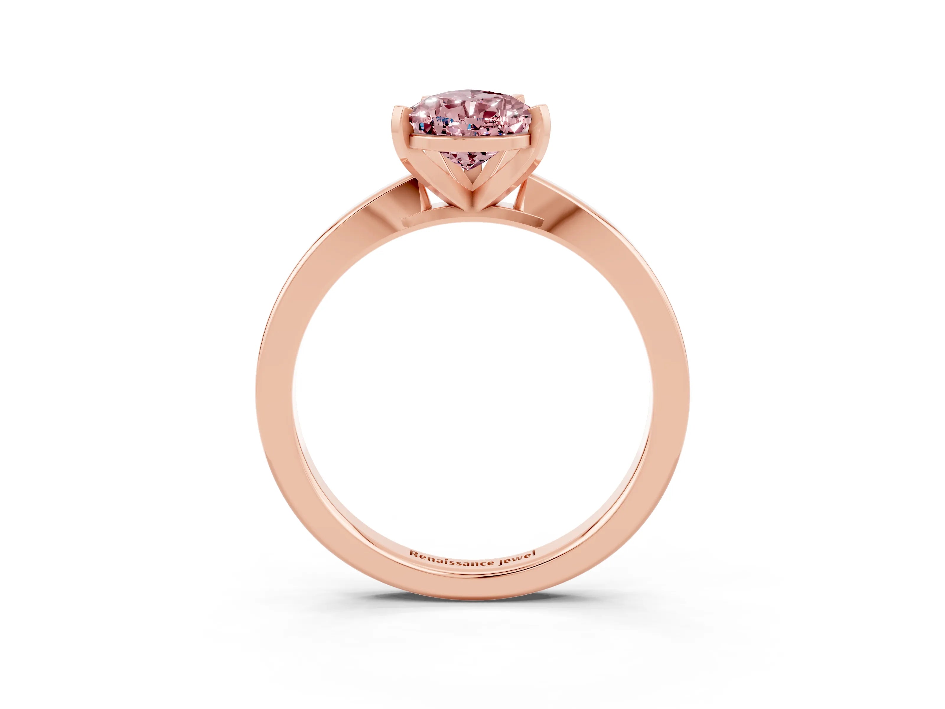 Rose gold Pear Cut Morganite Solitaire Engagement Ring with Classic Band and Four-Prong Setting_27