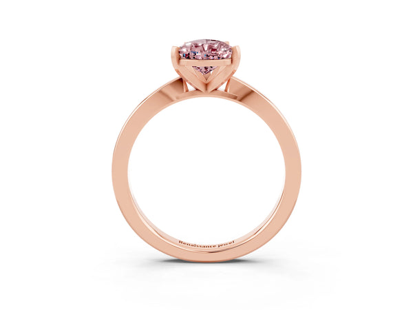 Rose gold Pear Cut Morganite Solitaire Engagement Ring with Classic Band and Four-Prong Setting