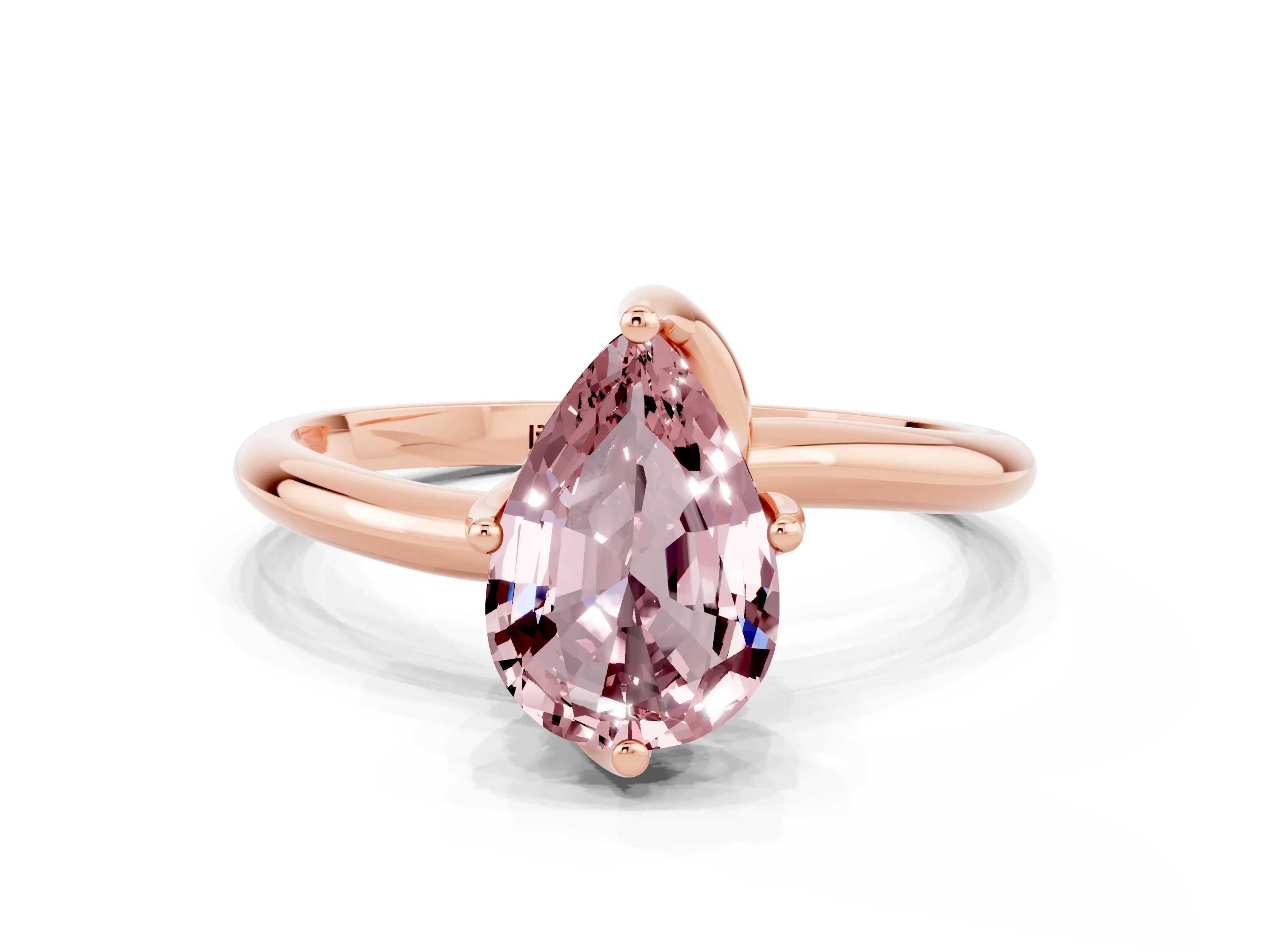 Rose gold Pear Cut Morganite Solitaire Engagement Ring with Four-Prong Setting and Classic Band_12