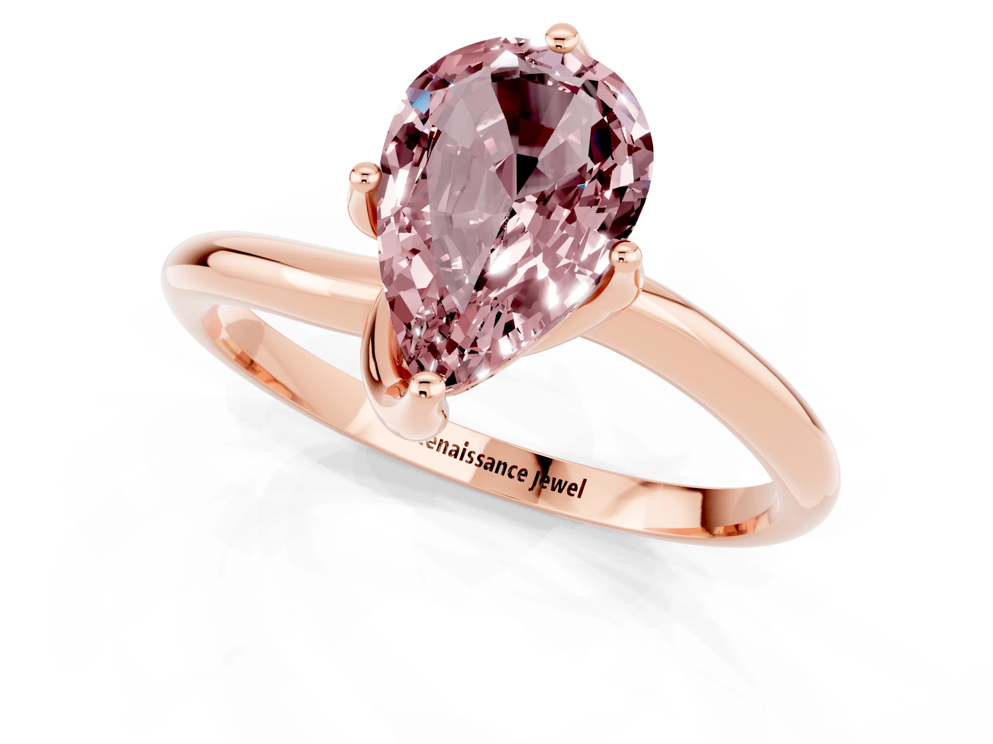 Rose gold Pear Cut Morganite Solitaire Engagement Ring with Four-Prong Setting and Classic Band_13