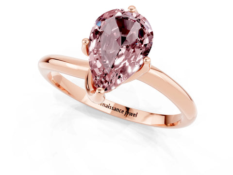 Rose gold Pear Cut Morganite Solitaire Engagement Ring with Four-Prong Setting and Classic Band_13