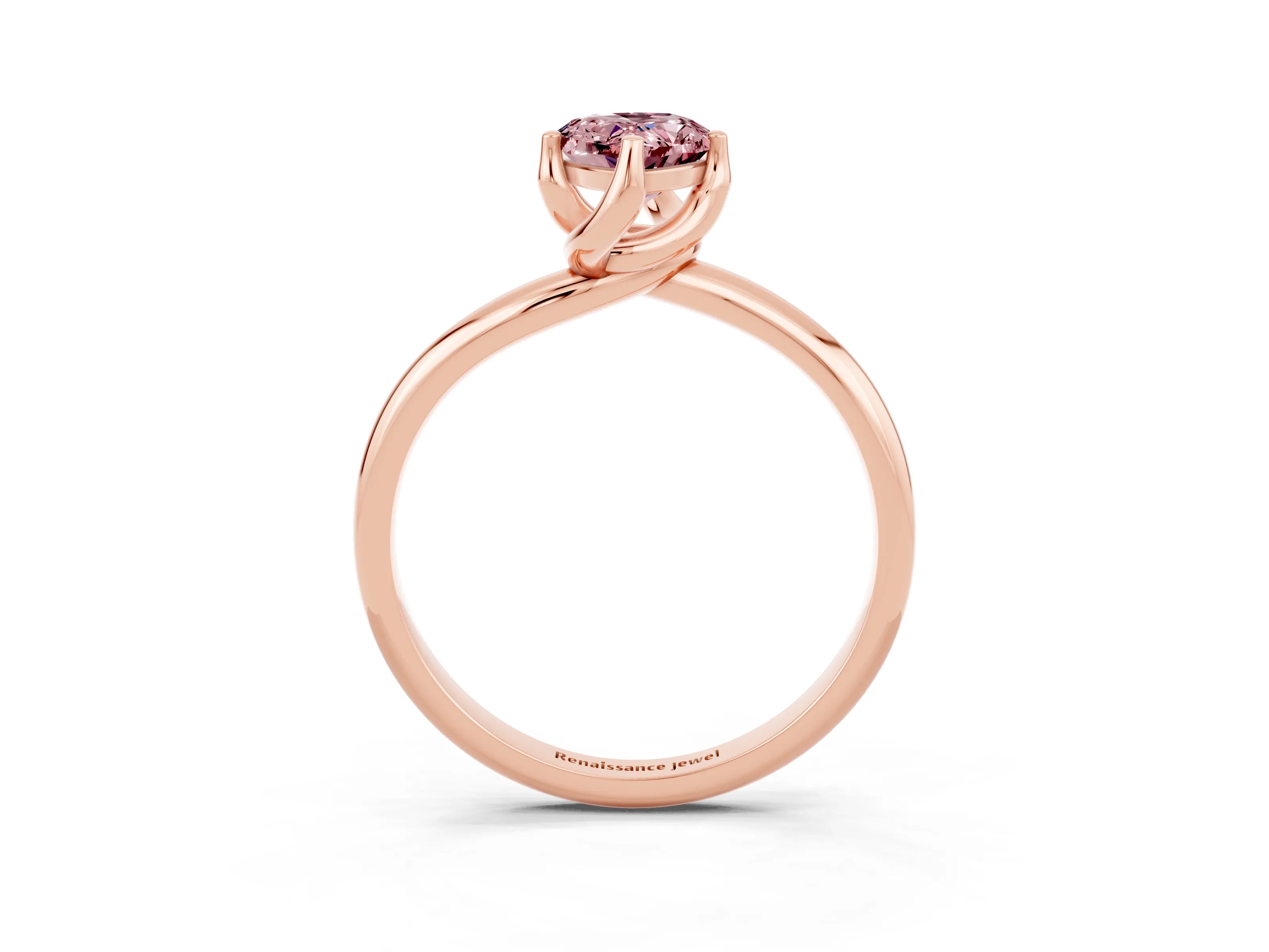 Rose gold Pear Cut Morganite Solitaire Engagement Ring with Four-Prong Setting and Classic Band_15