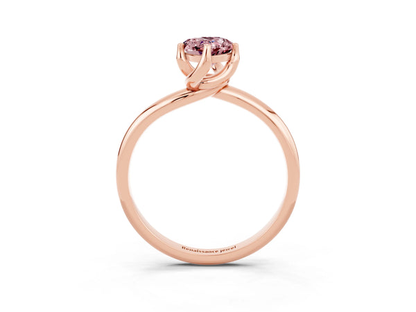 Rose gold Pear Cut Morganite Solitaire Engagement Ring with Four-Prong Setting and Classic Band