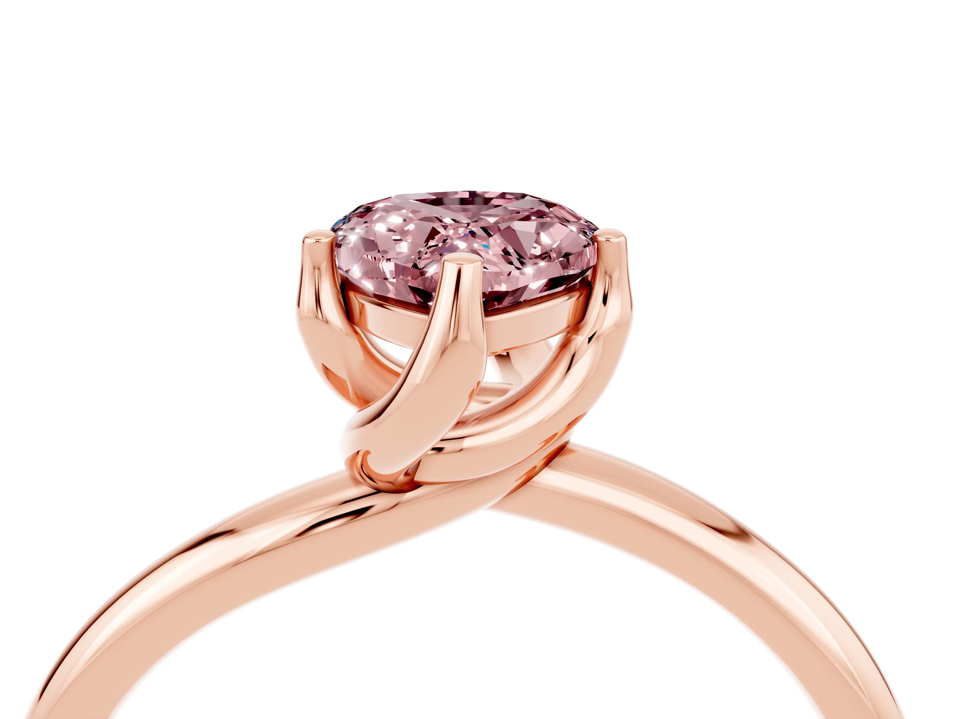 Rose gold Pear Cut Morganite Solitaire Engagement Ring with Four-Prong Setting and Classic Band_16