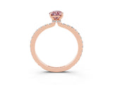 Rose gold Pear Cut Morganite Solitaire Engagement Ring with Pavé Band and Four-Prong Setting_3