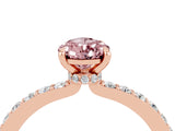 Rose gold Pear Cut Morganite Solitaire Engagement Ring with Pavé Band and Four-Prong Setting_4