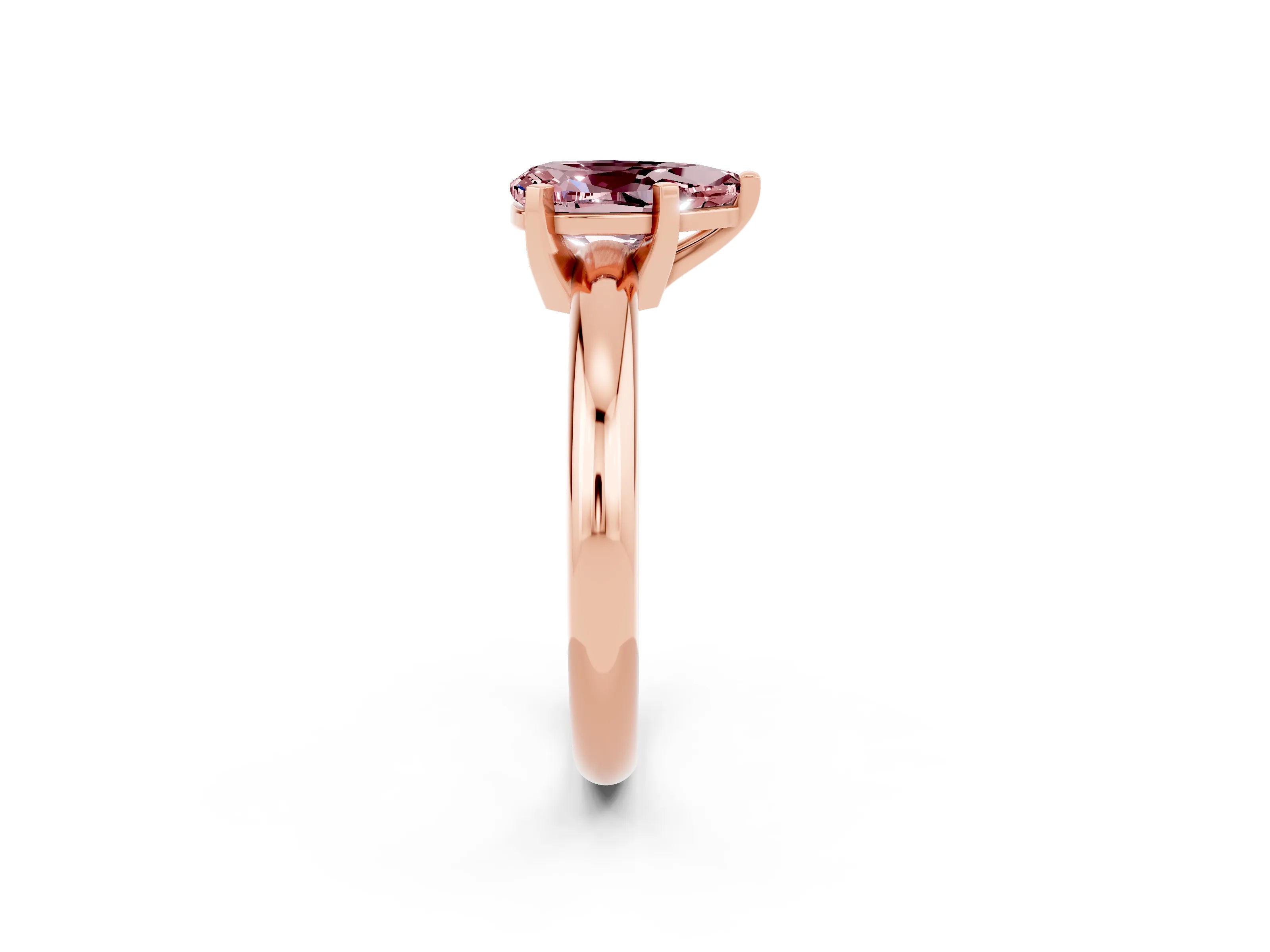 Rose gold Pear Cut Morganite Solitaire Engagement Ring with Round Band and Four-Prong Setting_2