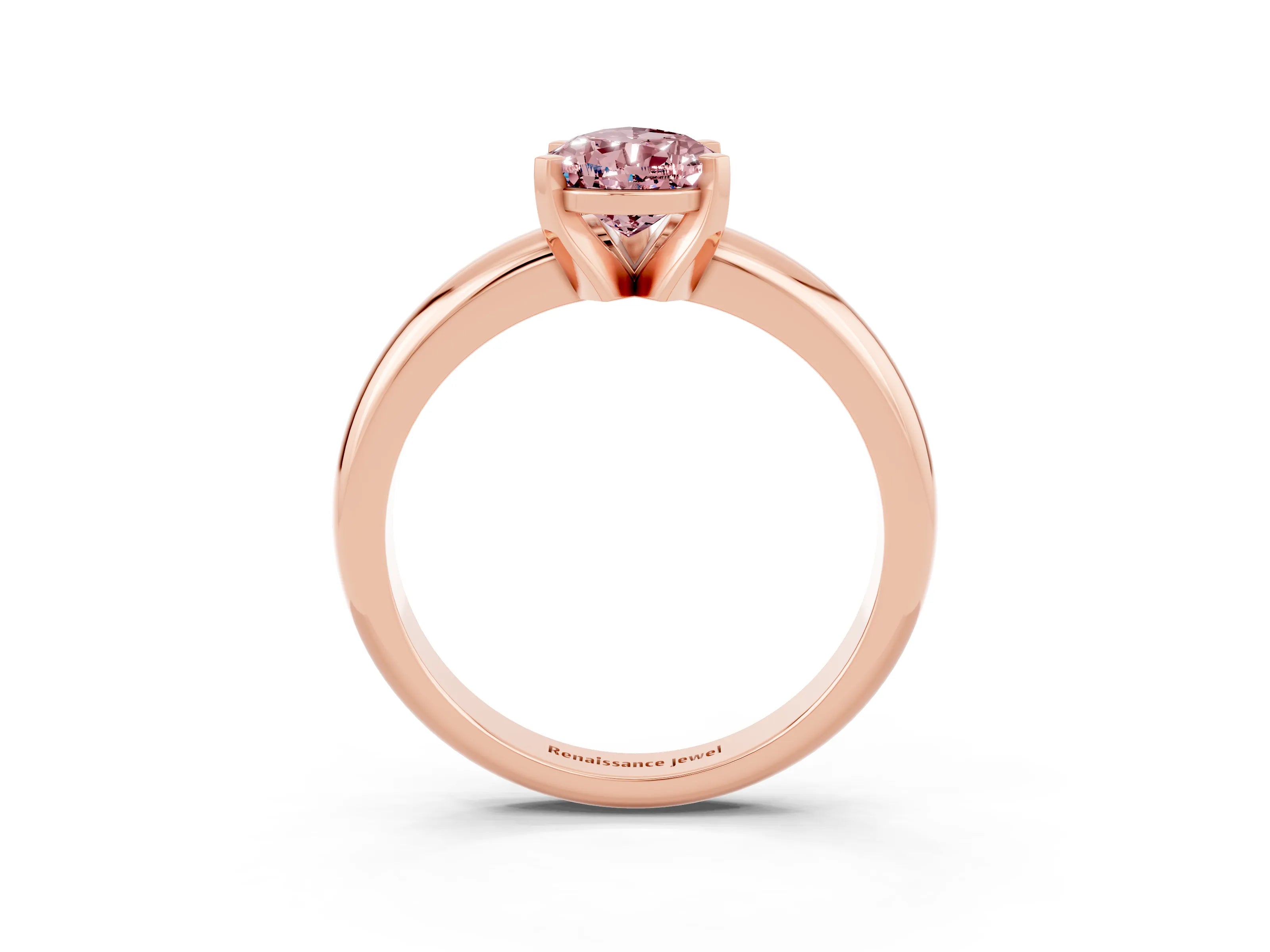 Rose gold Pear Cut Morganite Solitaire Engagement Ring with Round Band and Four-Prong Setting_3