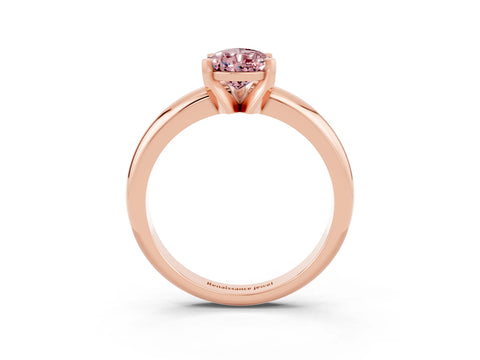 Rose gold Pear Cut Morganite Solitaire Engagement Ring with Round Band and Four-Prong Setting_3