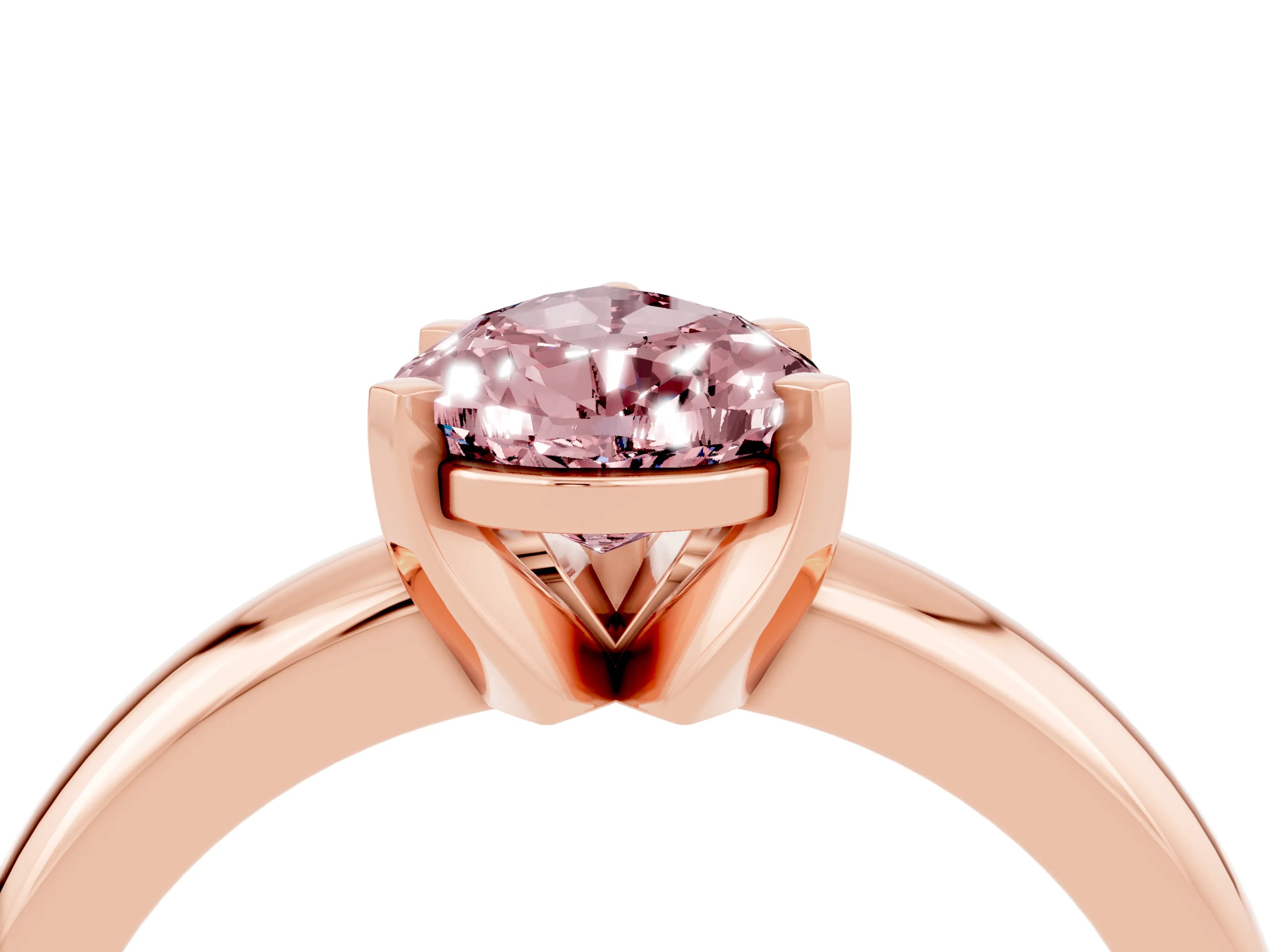 Rose gold Pear Cut Morganite Solitaire Engagement Ring with Round Band and Four-Prong Setting_4