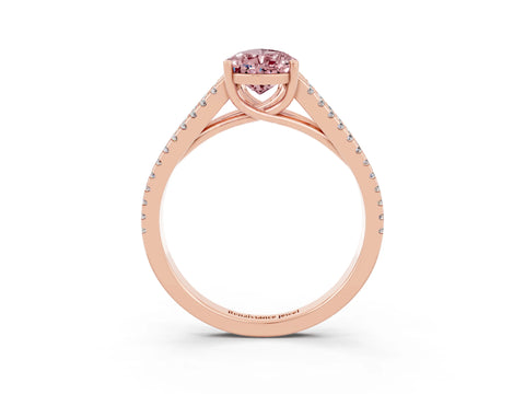 Rose gold Pear Cut Morganite Solitaire Engagement Ring with Split Shank Pavé Band_3