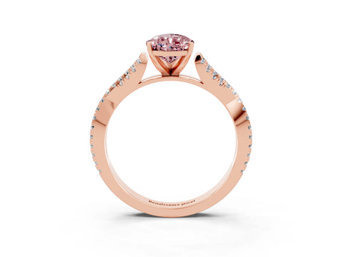 Rose gold Pear Cut Morganite Solitaire Engagement Ring with Twisted Pavé Band and Four-Prong Setting_3
