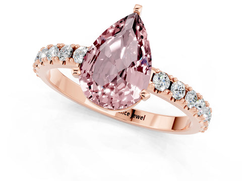 Rose gold Pear Cut Morganite Solitaire Pavé Band with Four-Prong Setting_1