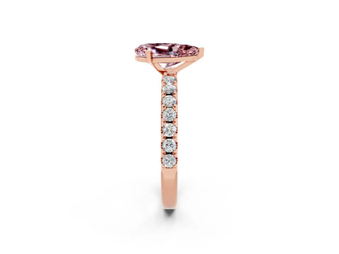 Rose gold Pear Cut Morganite Solitaire Pavé Band with Four-Prong Setting_2