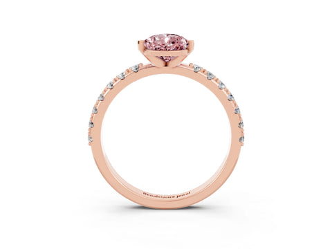 Rose gold Pear Cut Morganite Solitaire Pavé Band with Four-Prong Setting_3