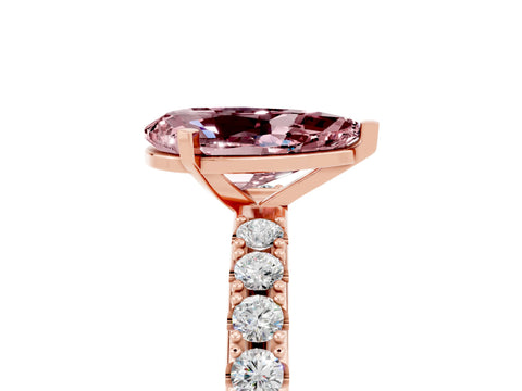 Rose gold Pear Cut Morganite Solitaire Pavé Band with Four-Prong Setting_5
