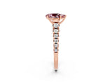 Rose gold Pear Cut Morganite Solitaire Ring with Cathedral Setting and Pavé Band_2