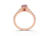 Rose gold Pear Cut Morganite Solitaire Ring with Cathedral Setting and Pavé Band_3