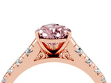 Rose gold Pear Cut Morganite Solitaire Ring with Cathedral Setting and Pavé Band_4