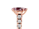 Rose gold Pear Cut Morganite Solitaire Ring with Cathedral Setting and Pavé Band_5