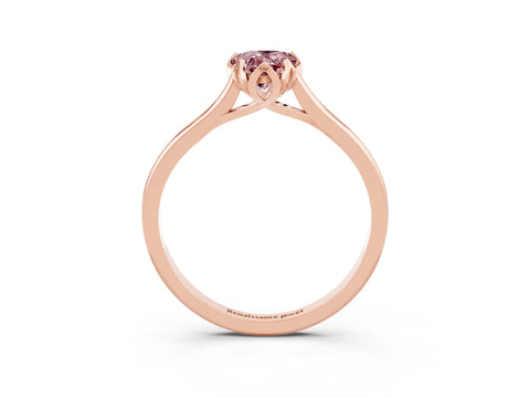 Rose gold Pear Cut Morganite Solitaire Ring with Flower Prong Setting and Classic Band_15