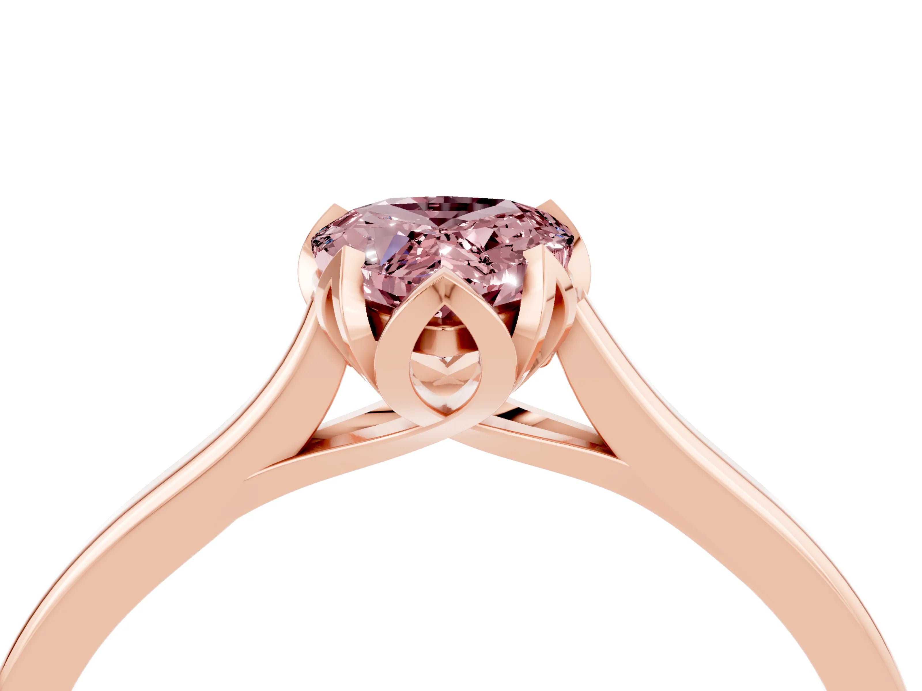 Rose gold Pear Cut Morganite Solitaire Ring with Flower Prong Setting and Classic Band_16