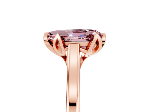 Rose gold Pear Cut Morganite Solitaire Ring with Flower Prong Setting and Classic Band_17