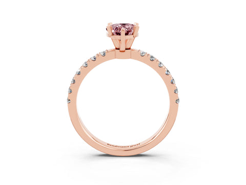 Rose gold Pear Cut Morganite Solitaire Ring with Pavé Accents and Four-Prong Setting_3