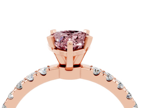 Rose gold Pear Cut Morganite Solitaire Ring with Pavé Accents and Four-Prong Setting_4