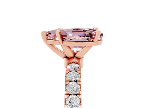 Rose gold Pear Cut Morganite Solitaire Ring with Pavé Accents and Four-Prong Setting_5