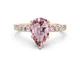 Rose gold Pear Cut Morganite Solitaire Ring with Pavé Band and Four-Prong Setting_24