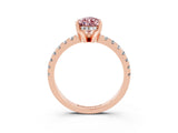 Rose gold Pear Cut Morganite Solitaire Ring with Pavé Band and Four-Prong Setting_27