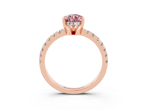 Rose gold Pear Cut Morganite Solitaire Ring with Pavé Band and Four-Prong Setting_27