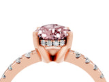 Rose gold Pear Cut Morganite Solitaire Ring with Pavé Band and Four-Prong Setting_28