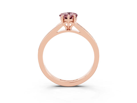 Rose gold Pear Cut Morganite Solitaire Ring with Pavé Band and Prong Setting_3
