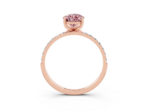 Rose gold Pear Cut Morganite Solitaire Ring with Pave Band and Four Prong Setting_15