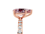 Rose gold Pear Cut Morganite Solitaire Ring with Pave Band and Four Prong Setting_17