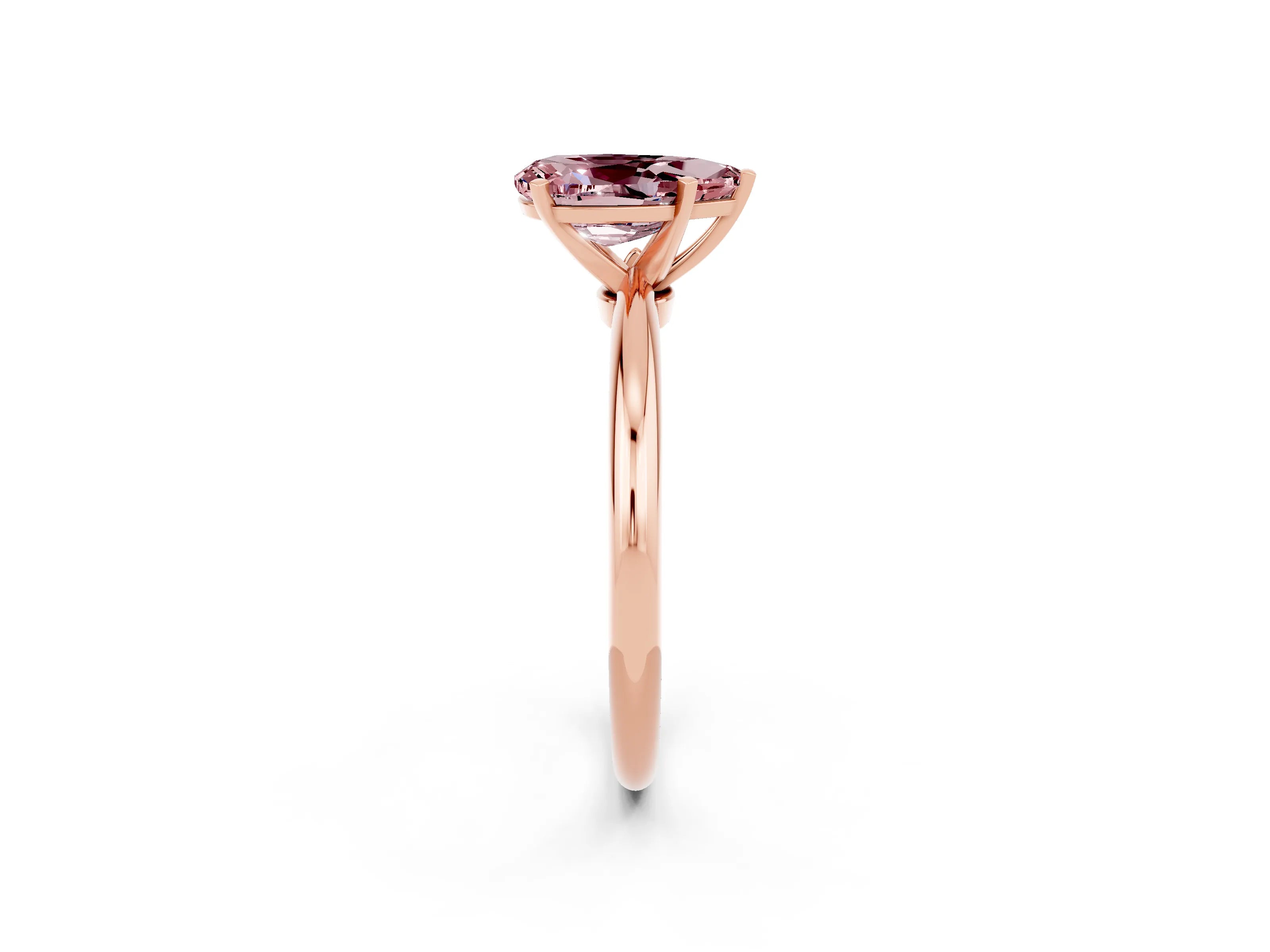 Rose gold Pear Cut Morganite Solitaire Ring with Six-Prong Setting and Classic Band_2