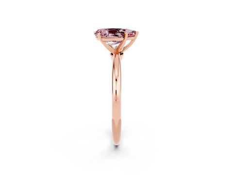 Rose gold Pear Cut Morganite Solitaire Ring with Six-Prong Setting and Classic Band_2