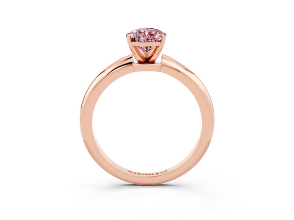 Rose gold Pear Cut Morganite Solitaire Ring with Six-Prong Setting and Classic Band