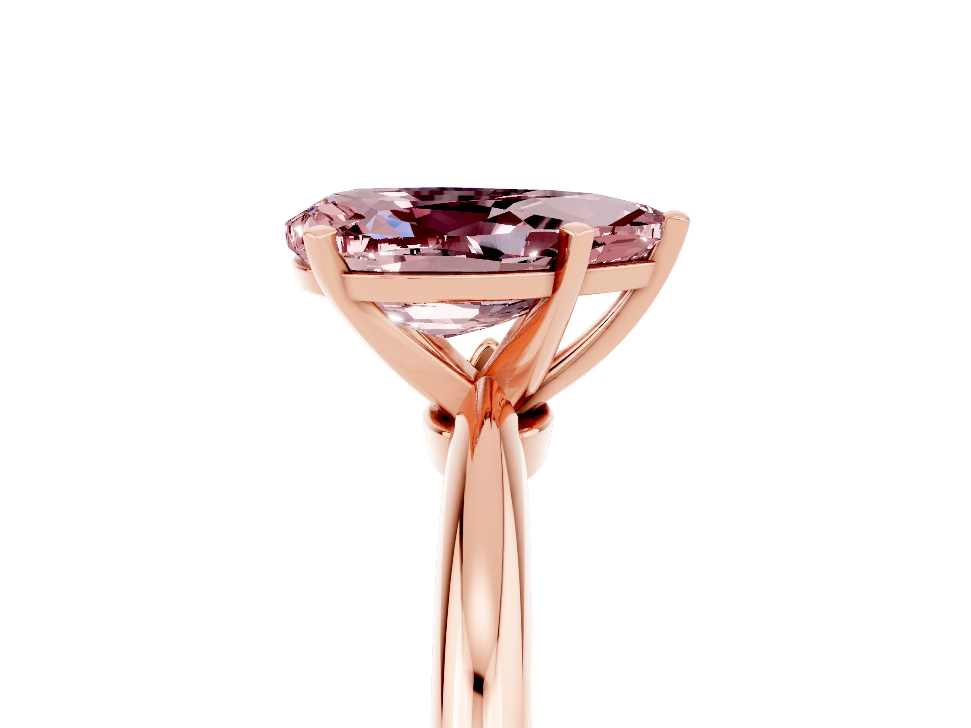 Rose gold Pear Cut Morganite Solitaire Ring with Six-Prong Setting and Classic Band_5