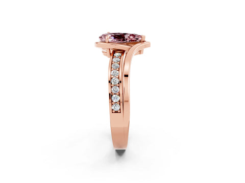 Rose gold Pear Cut Morganite Solitaire Ring with Split Shank and Prong Setting_2